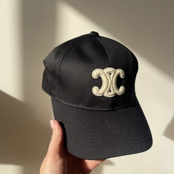 🔘Celine Triomphe Black Adjustable Unisex Baseball Cap - Picture 1 of 5